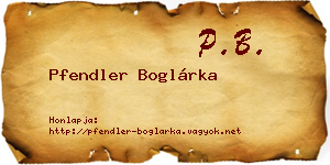 Pfendler Boglárka névjegykártya